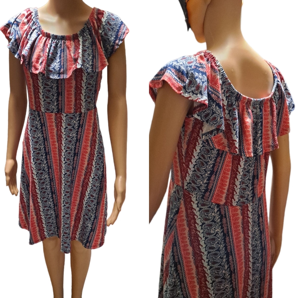 Joe Boxer colorful boho ruffle jersey dress